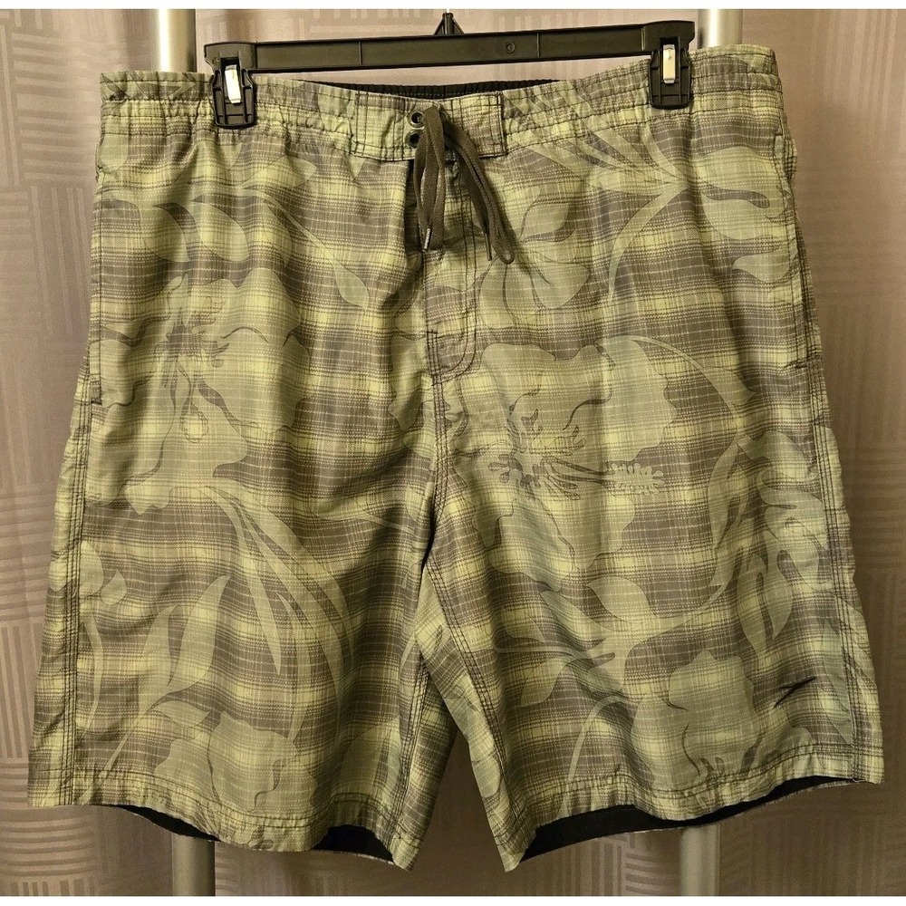 Speedo Mens Swim Trunks Green‎ Camo Floral Print Mesh Liner Size X-Large